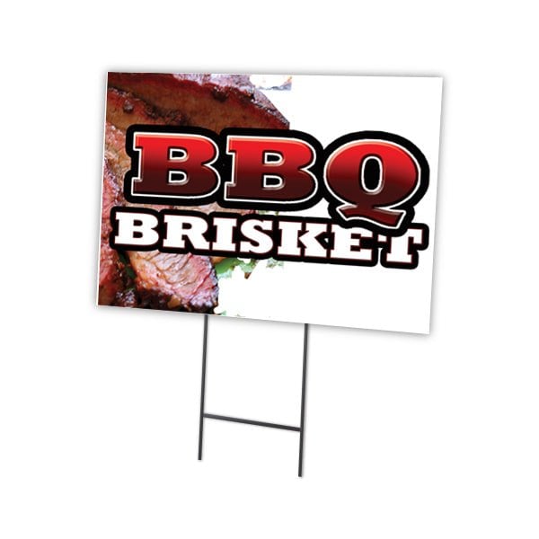 Bbq Brisket Yard Sign & Stake outdoor plastic coroplast window, C-1824-DS-Bbq Brisket